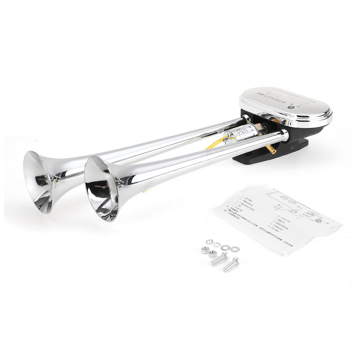 24V-175DB-Dual-Trumpet-Air-Horn-Chrome-Compressor-Auto-For-Car-Truck-Train-Boat-1579321