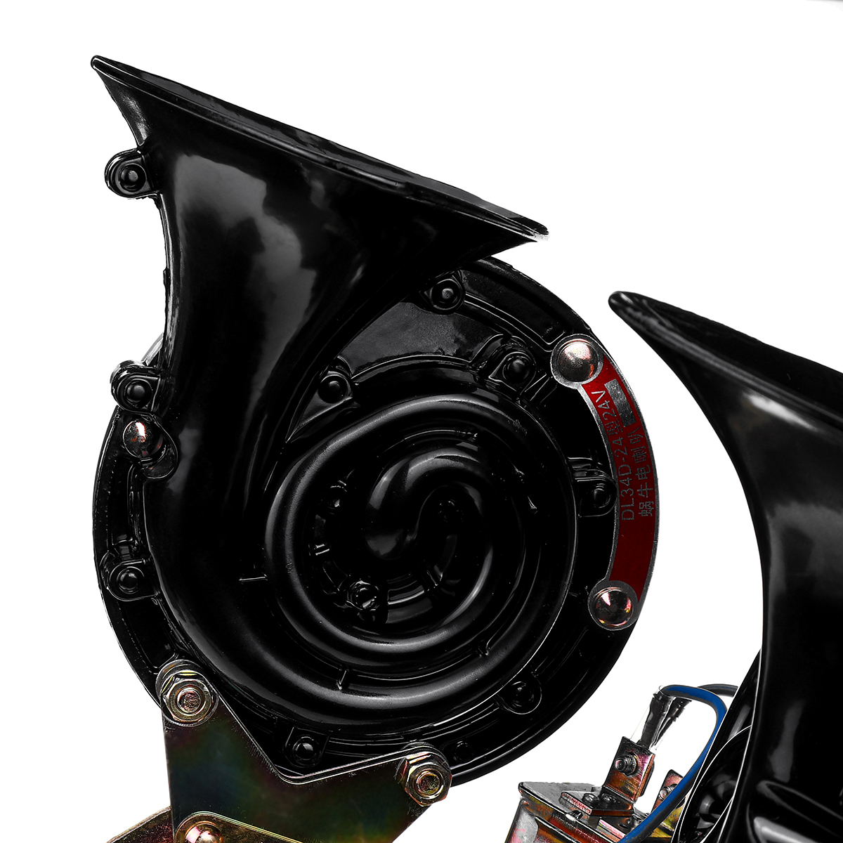 24V-350db-Black-Dual-Tone-Electric-Bull-Waterproof-Horn-Metal-Loud-Raging-Sound-Car-Truck-Boat-1567081