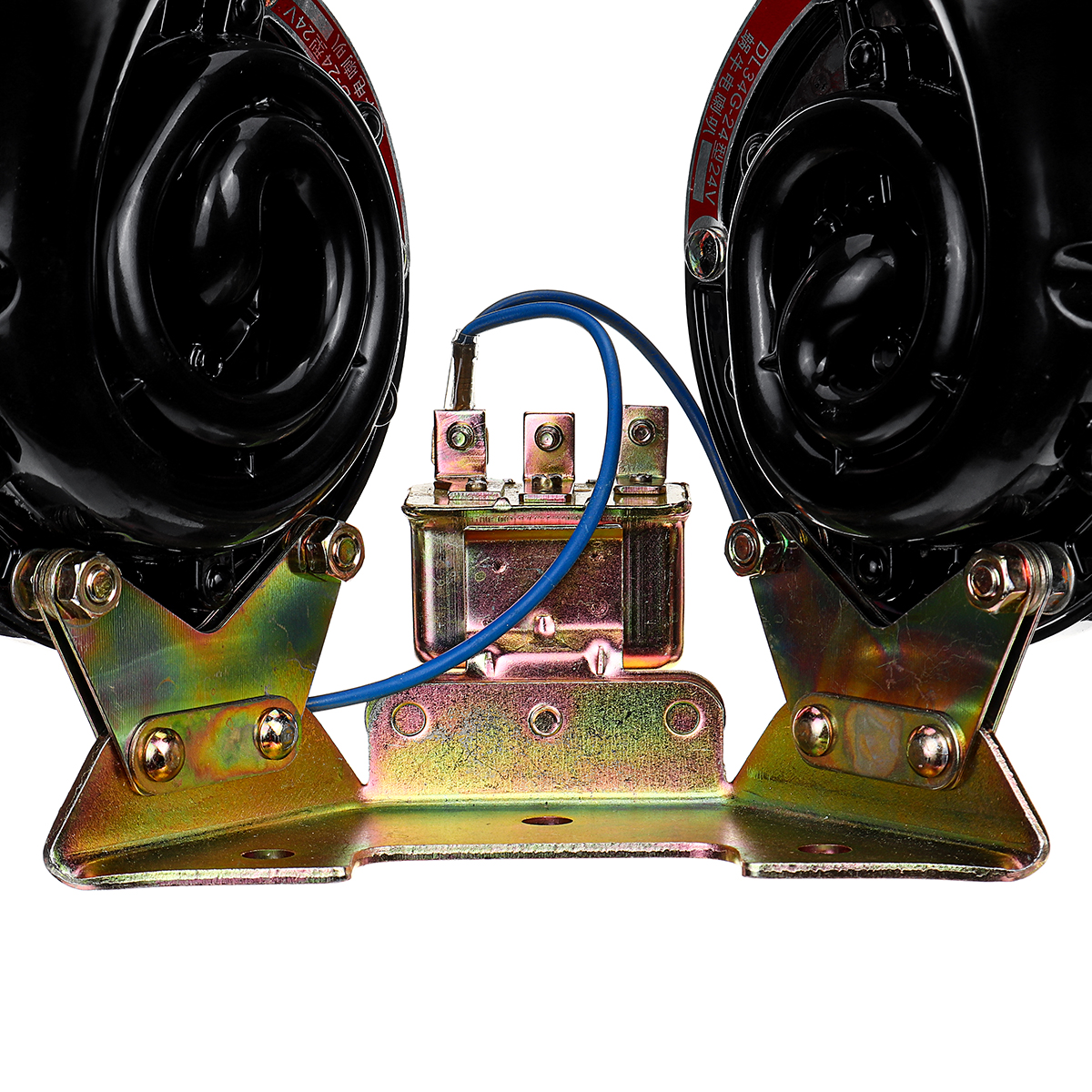 24V-350db-Black-Dual-Tone-Electric-Bull-Waterproof-Horn-Metal-Loud-Raging-Sound-Car-Truck-Boat-1567081