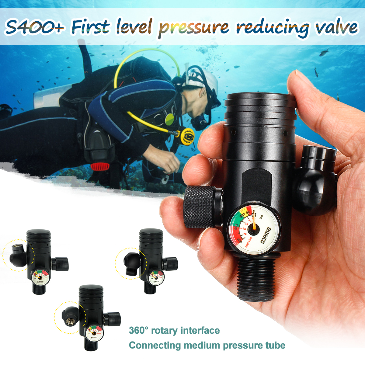 Black-S400-First-Level-Air-Pressure-Reducing-Valve-Used-For-1L-Oxygen-Cylinder-1560433