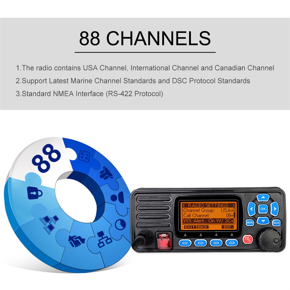 Retevis-RA27-VHF-Marine-Radio-Transceiver-25W-IP67-Waterproof-GPS-NOAA-Fixed-Mount-Class-D-DSC-Marin-1816796