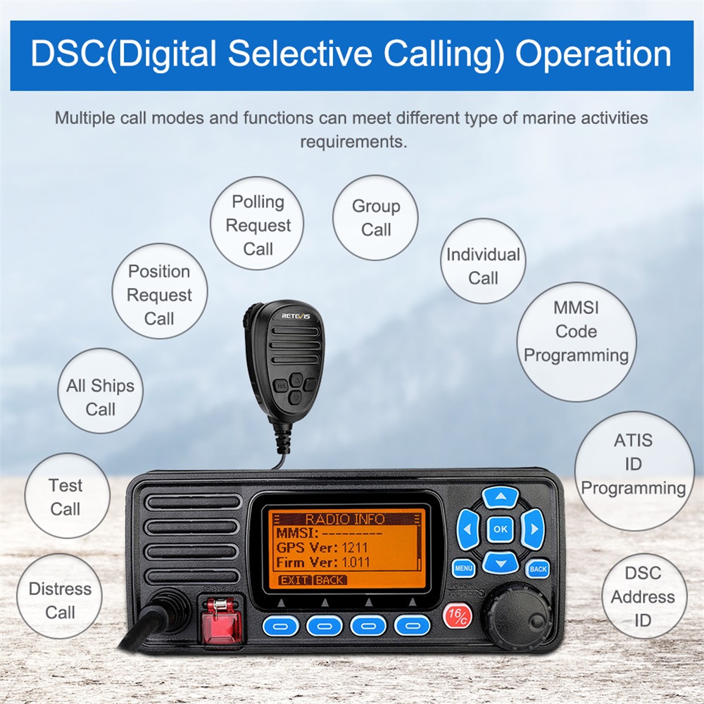 Retevis-RA27-VHF-Marine-Radio-Transceiver-25W-IP67-Waterproof-GPS-NOAA-Fixed-Mount-Class-D-DSC-Marin-1816796