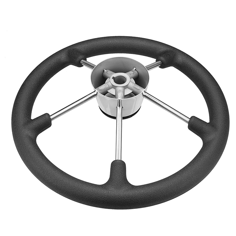 Stainless-Steel-5-Spoke-Black-Foam-Grip-Steering-Wheel-Destroyer-For-Marine-Boat-1451758