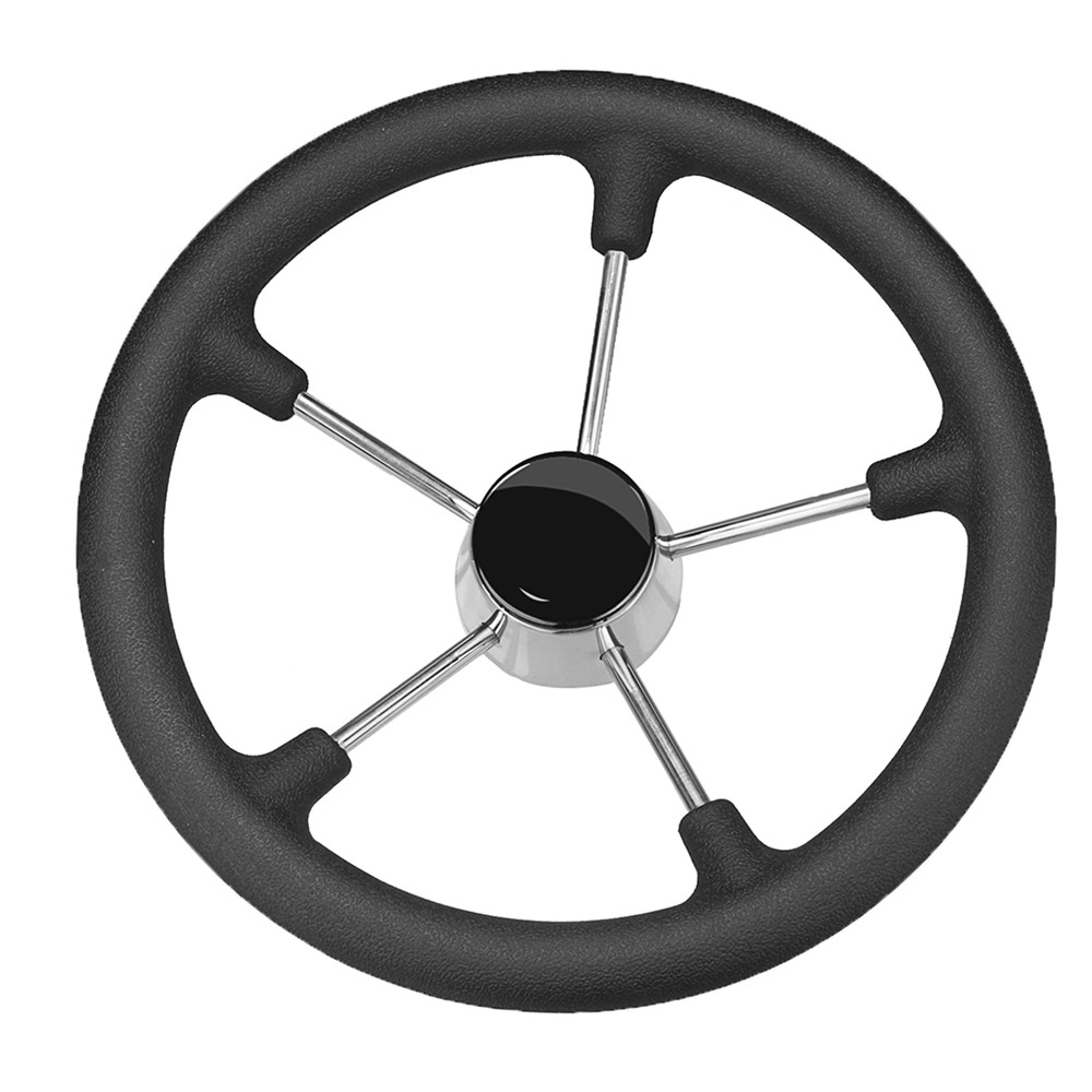 Stainless-Steel-5-Spoke-Black-Foam-Grip-Steering-Wheel-Destroyer-For-Marine-Boat-1451758