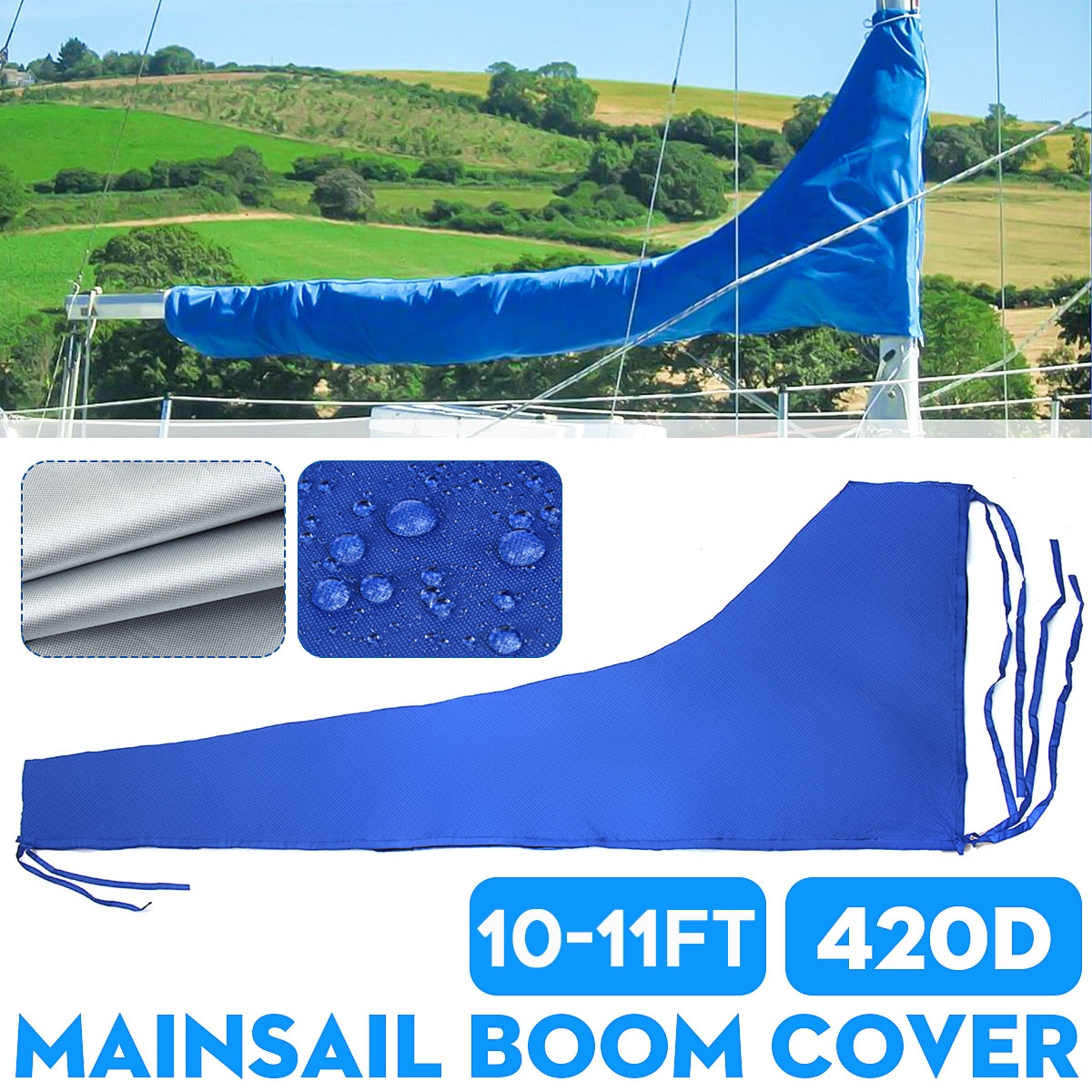 10-11ft-35m-420D-Sail-Cover-Mainsail-Maine-Boom-Cover-Waterproof-Fabric-Blue-1794684