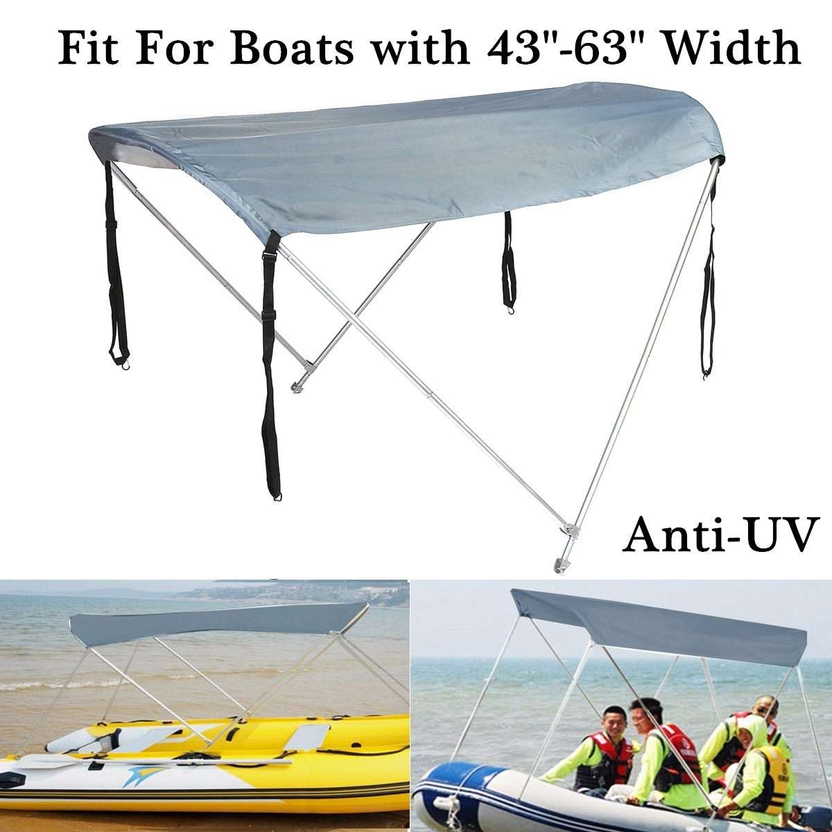 2-Bow-Anti-UV-472quot-H-45quot---63-W-Boat-Top-Cover-Canopy-Shade-Metal-Tube-1505722
