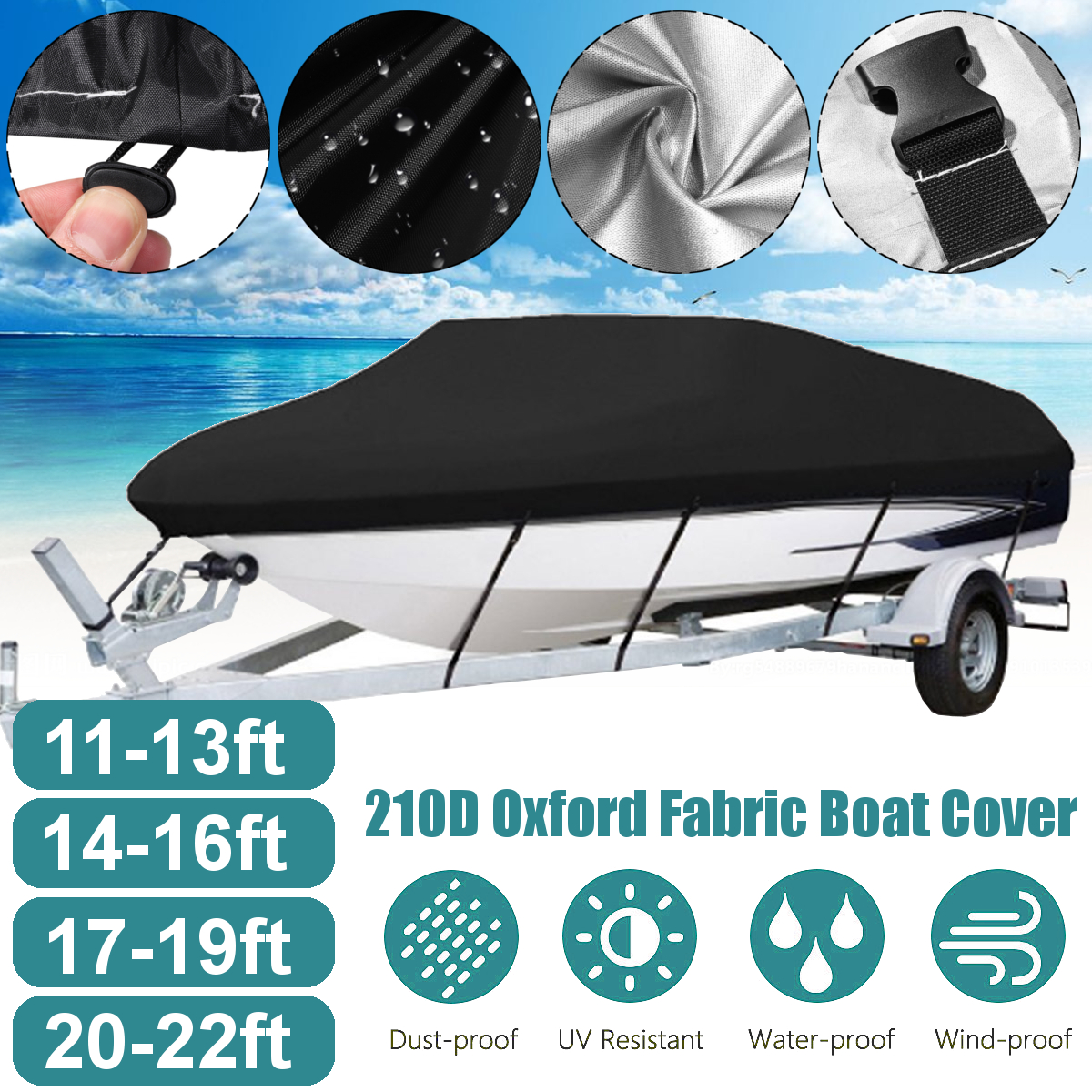 Heavy-Duty-Premium-210D-11ft-22ft-Trailerable-Marine-Grade-Boat-Cover-1782972