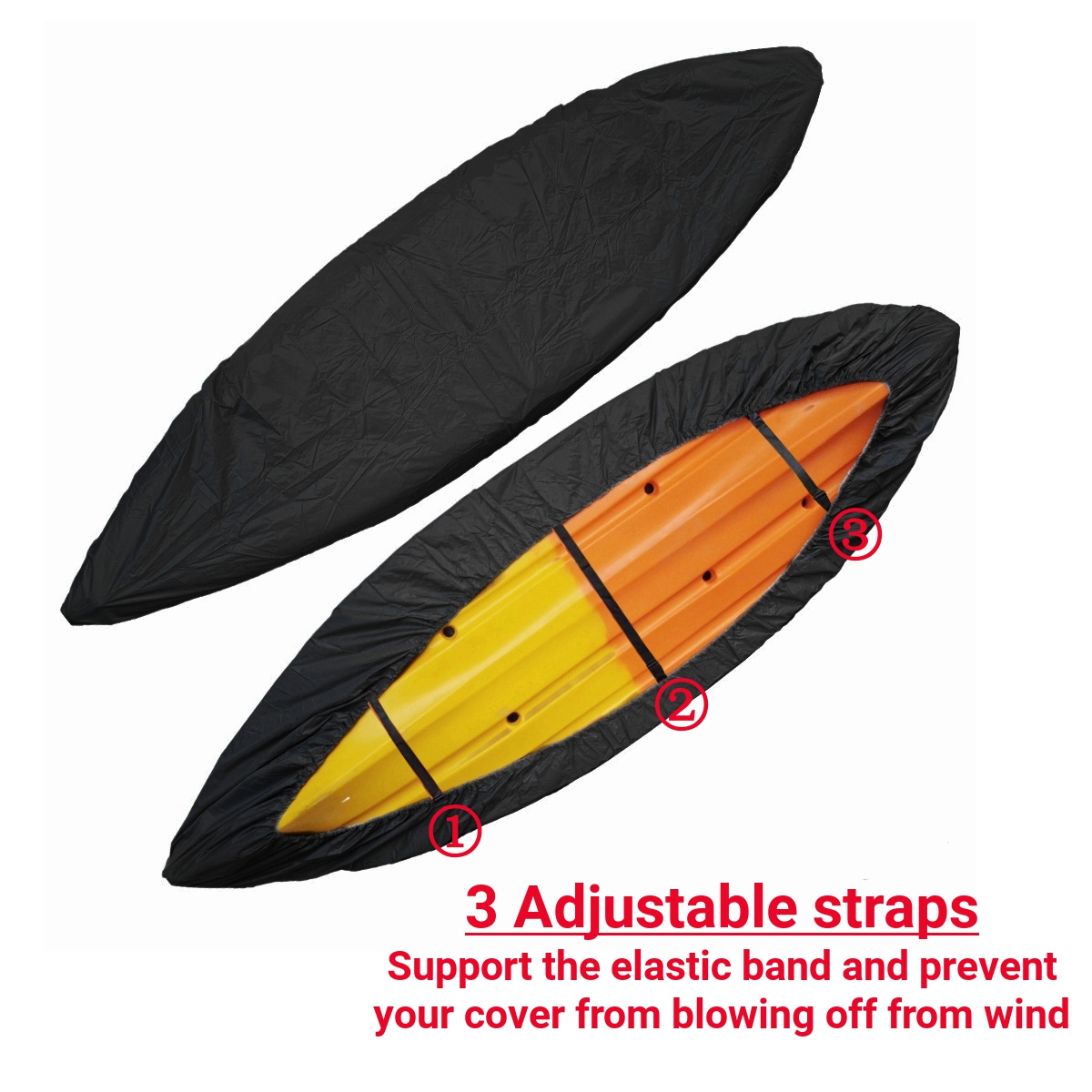 Kayak-Cover-with-Adjustable-Bottom-Straps-UV-Resistant-Dust-Storage-Shield-Black-For-Hydra-Creek-1703206