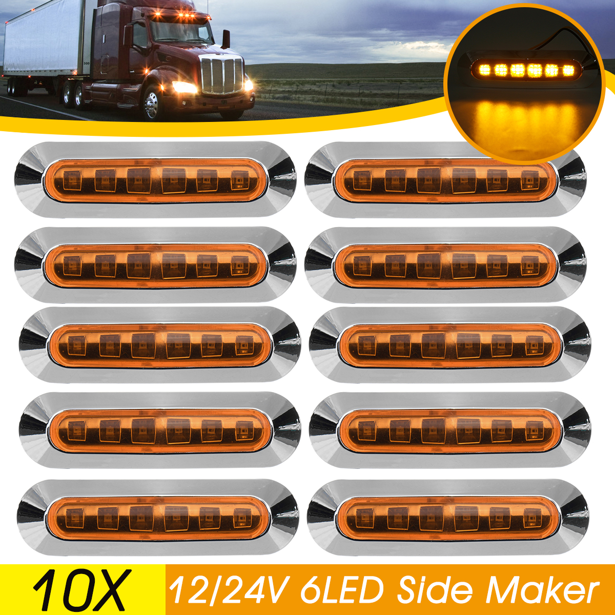 10PCS-12V-24V-6-LED-Side-Marker-Lights-Lamp-Amber-for-Truck-Trailer-Caravan-Lorry-Van-1825287