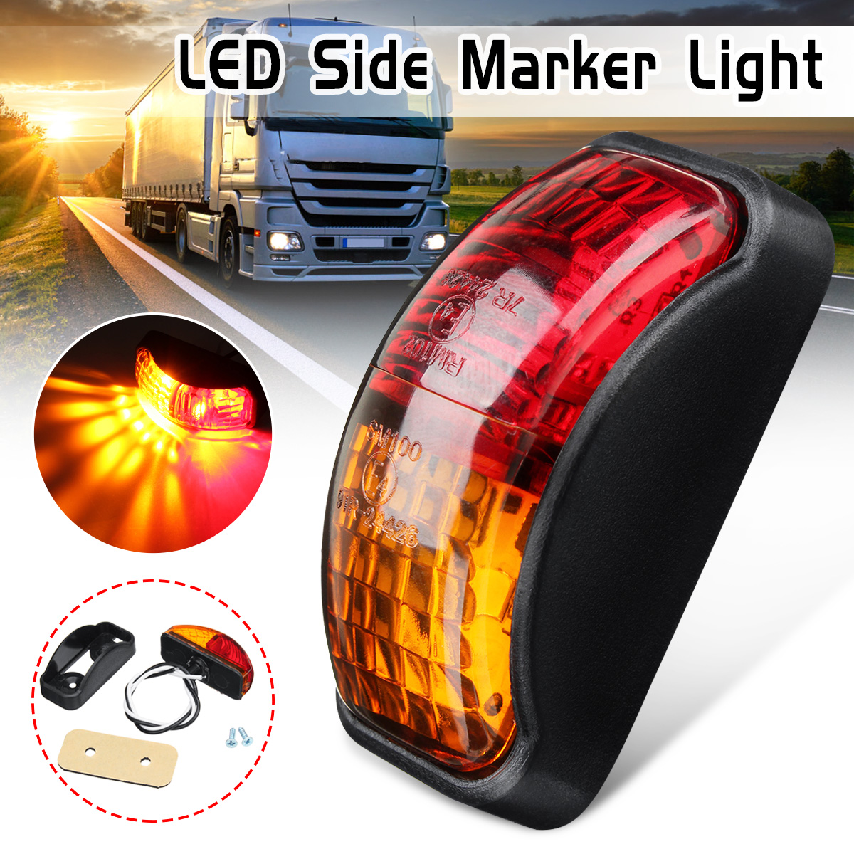 10V-30V-2-SMD-LED-Side-Marker-Light-Red-Amber-E4-Lamp-For-Truck-Trailer-Van-Boat-1758163