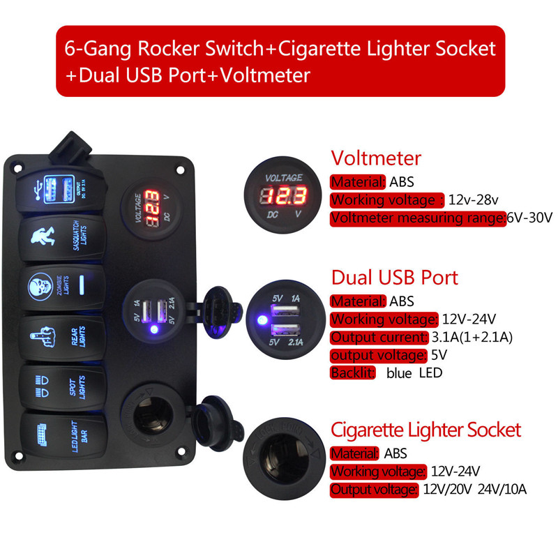 12-24V-6-Gang-LED-Rocker-Switch-Panel-USB-Charger-Voltmeter-Circuit-Breaker-For-Motorcycle-Car-Boat-1281103