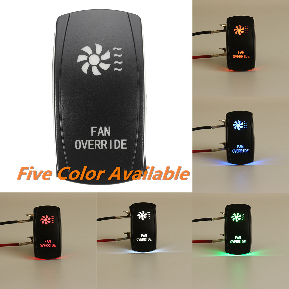 12V-20A-5-Pin-Rocker-Switch-FAN-OVERRIDE-ONOFF-Waterproof-Laser-LED-Push-Button-1703413