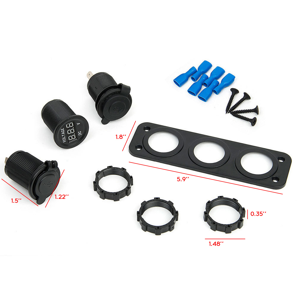 12V-2121A-Blue-LED-Rocker-Switch-Panel-Dual-USB-Charger-Power-Socket-Voltmeter-Voltage-Display-For-C-1761906