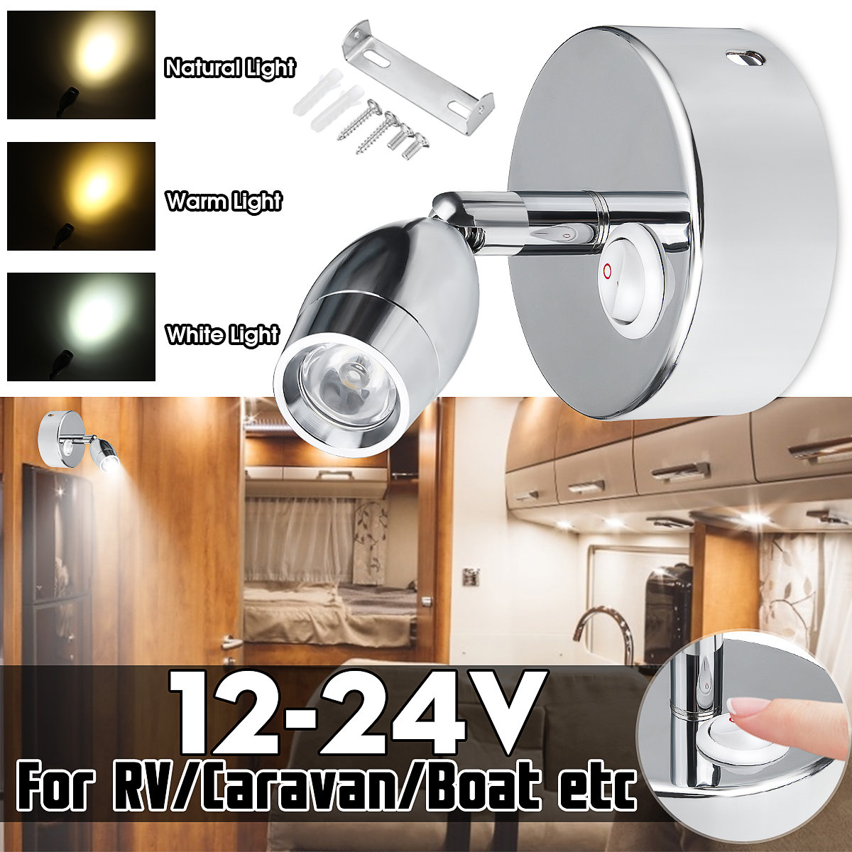 12V-24V-1W-Bedside-Wall-Lamp-Interior-LED-Reading-Spot-Lights-with-Switch-For-Boat-CaravanRV-Motorho-1609854