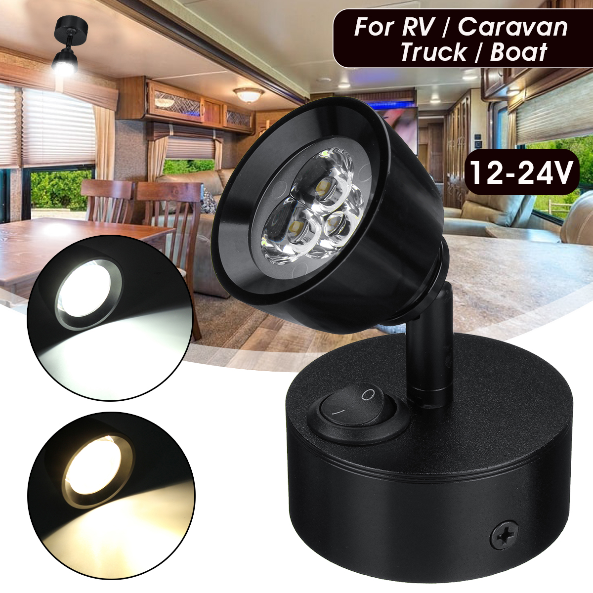 12V-24V-3W-LED-Spot-Reading-Lights-Bedside-Laptop-Lamp-For-CaravanRV-Boat-Adjustable-1609853