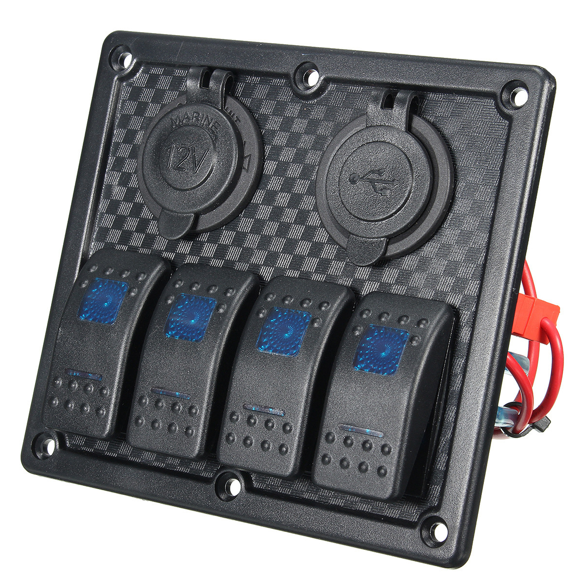 12V-24V-4-Gang-LED-CarMarine-BoatRV-Rocker-Switch-Panel-Circuit-Dual-USB-Power-Socket-1780457