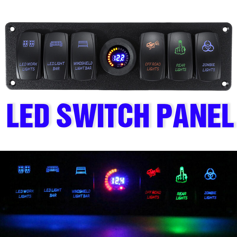 12V-24V-6-Gang-LED-Digital-Voltmeter-Marine-Ignition-Toggle-Rocker-Switch-Panel-1545113