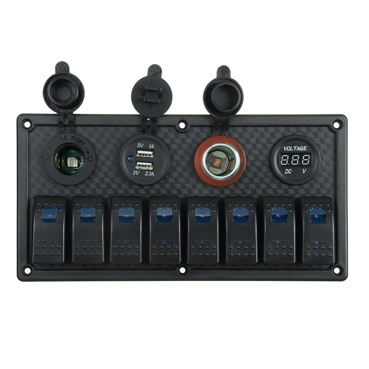 12V-24V-8-Gang-Blue-LED-Rocker-Switch-Panel-Car-Marine-Boat-Dual-USB-Waterproof-1696346