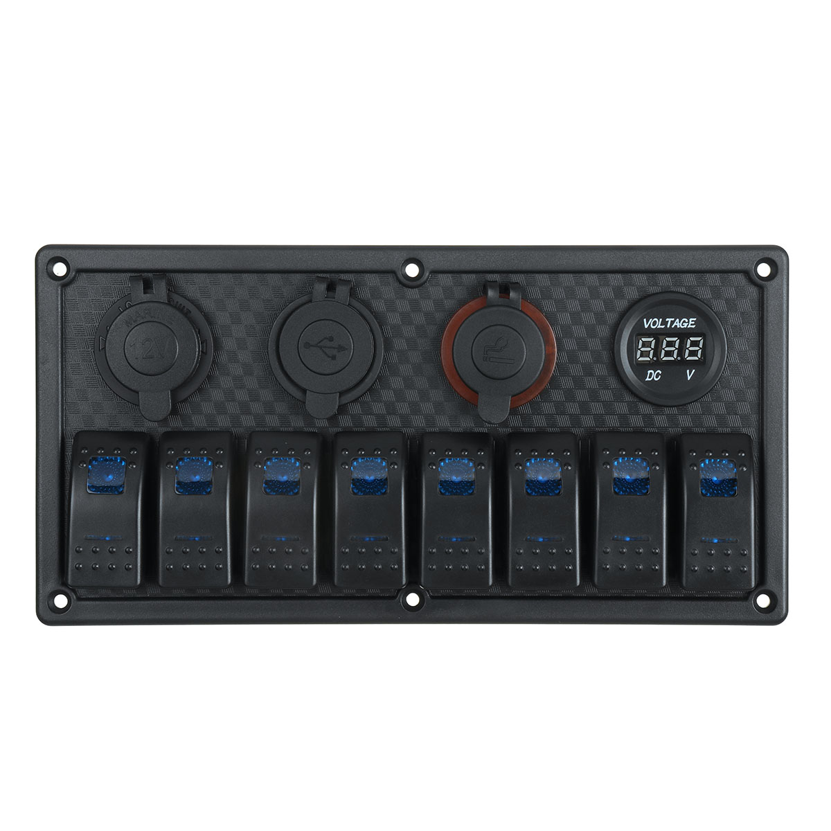 12V-24V-8-Gang-Blue-LED-Rocker-Switch-Panel-Car-Marine-Boat-Dual-USB-Waterproof-1696346