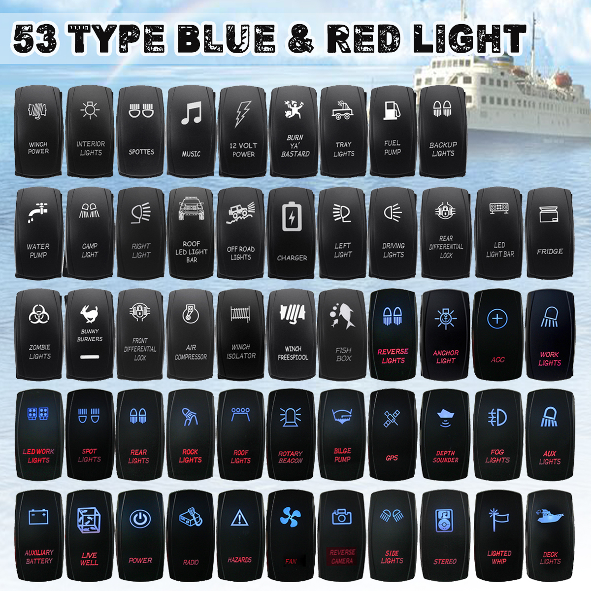 12V-24V-Dash-ON-OFF-Rocker-Switch-Blue-Red-Dual-LED-Light-Car-Marine-1761477