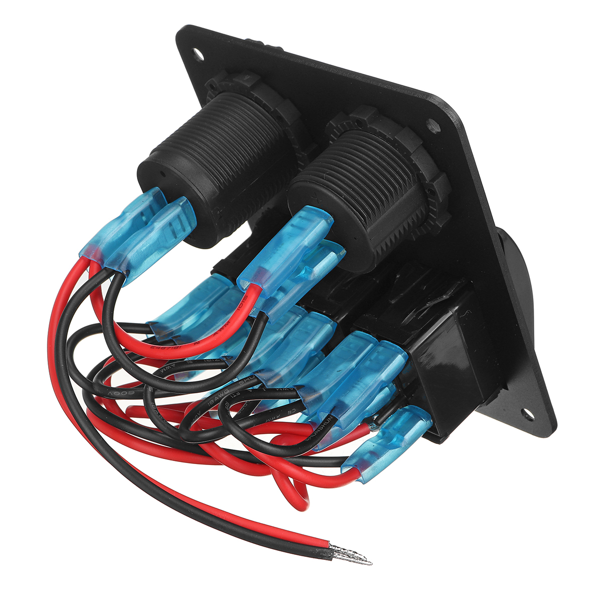 12V-3-Gang-Blue-Toggle-Rocker-Switch-Panel-Voltmeter-USB-Charger-Car-Marine-Boat-1736092