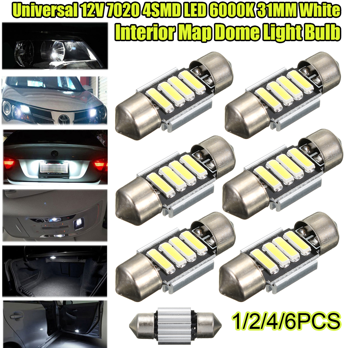 12V-31mm-7020-4SMD-LED-Boat-Car-Interior-Dome-Light-Bulb-White-6000K-6500K-Universal-1809498