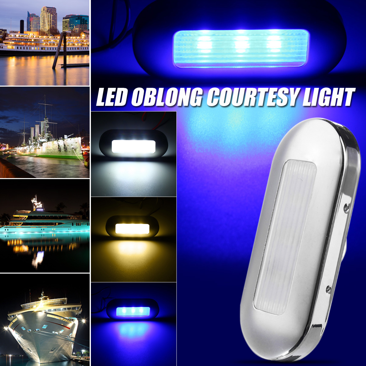 12V-3led-2835-Oblong-Courtesy-Light-Yacht-Marine-Boat-Stair-Deck-Garde-1182859