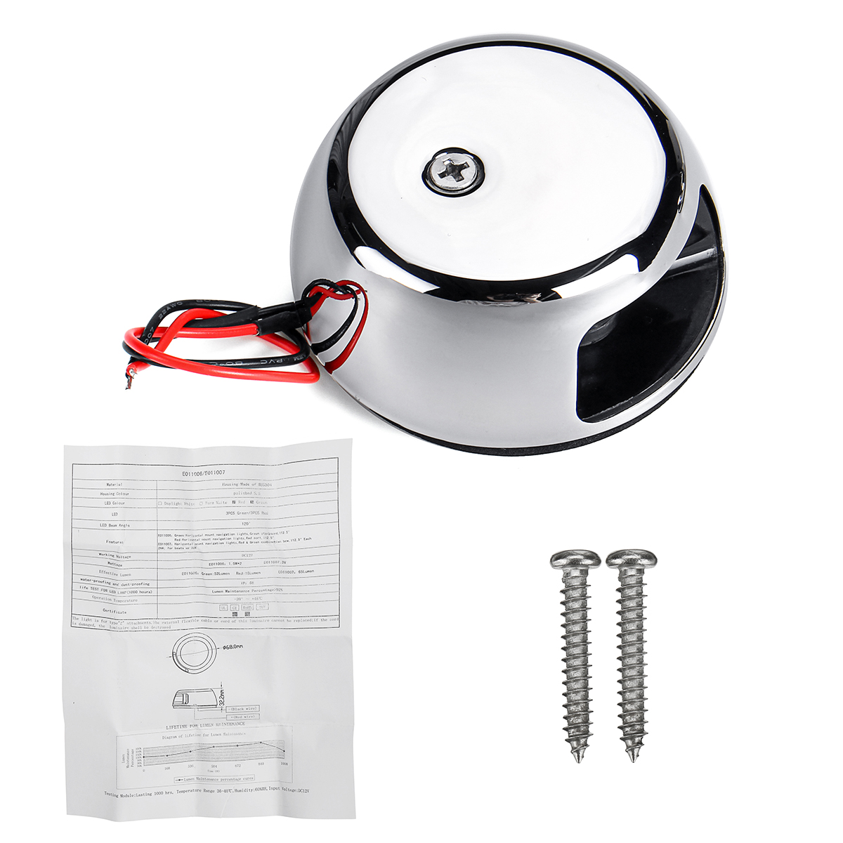 12V-6-LED-Navigation-Green-Red-Lights-Marine-Bow-Boat-Yacht-Stainless-Steel-IP66-1568269