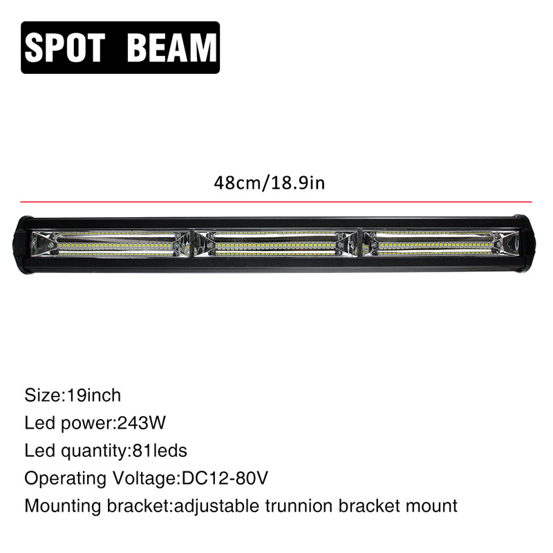 12V-80V-7Inch13Inch19Inch-4860Lm8100Lm14580Lm-Slim-Single-Row-Spot-Beam-LED-Work-Light-Bar-Off-Road--1633564