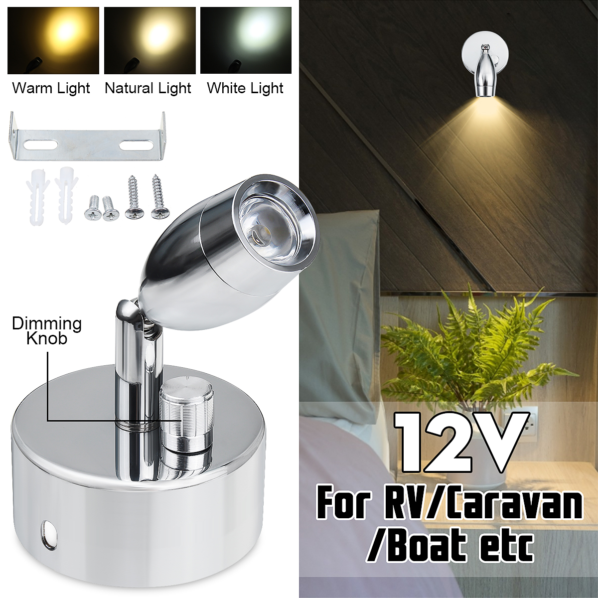 12V-Dimming-LED-Reading-Spot-Light-RV-Boat-Caravan-Motorhome-Bedside-Wall-Lamp-1695912
