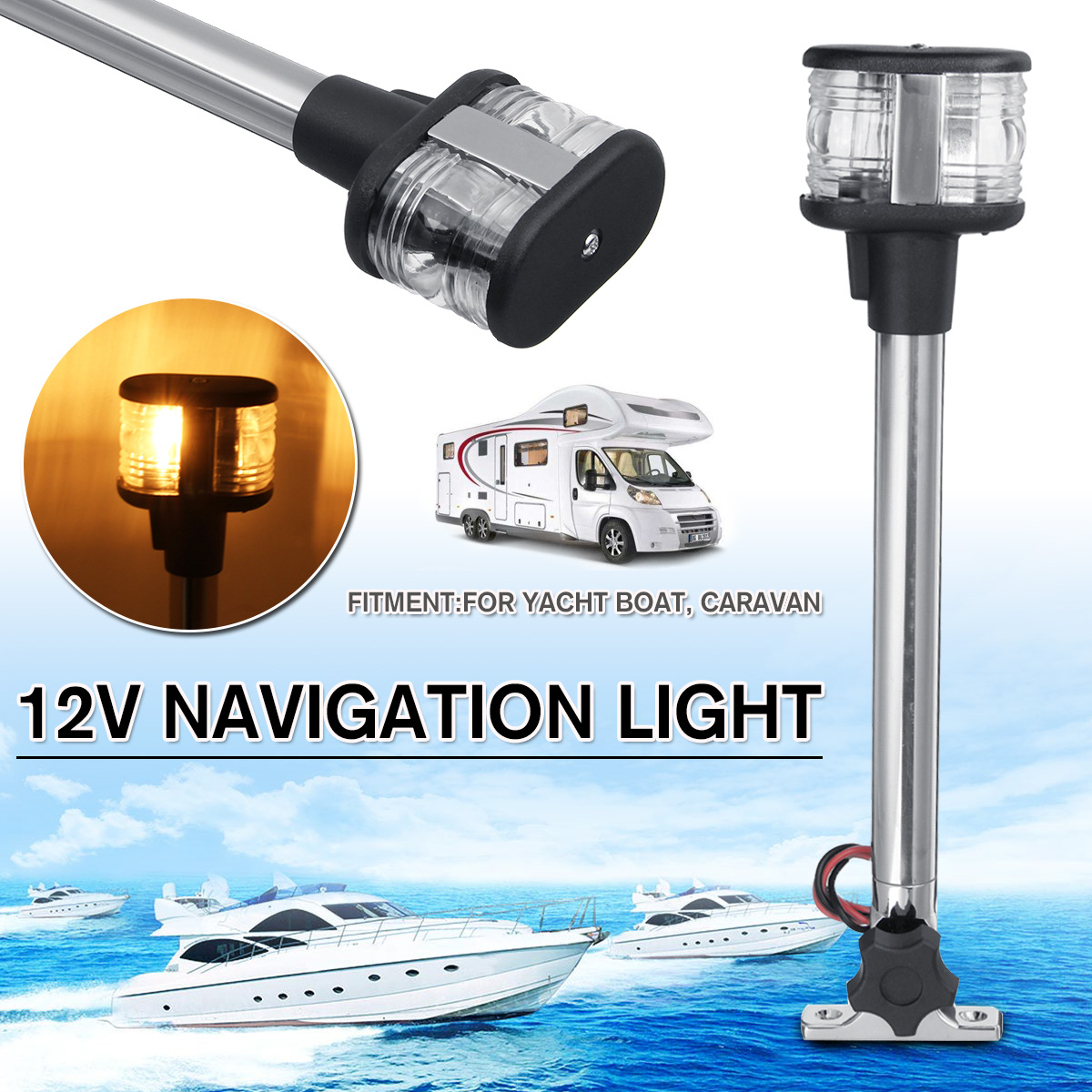 12V-Fold-Down-Marine-Boat-Yacht-Navigation-Light-Stern-Anchor-Pole-Lamp-Stainless-Steel-304-1544733