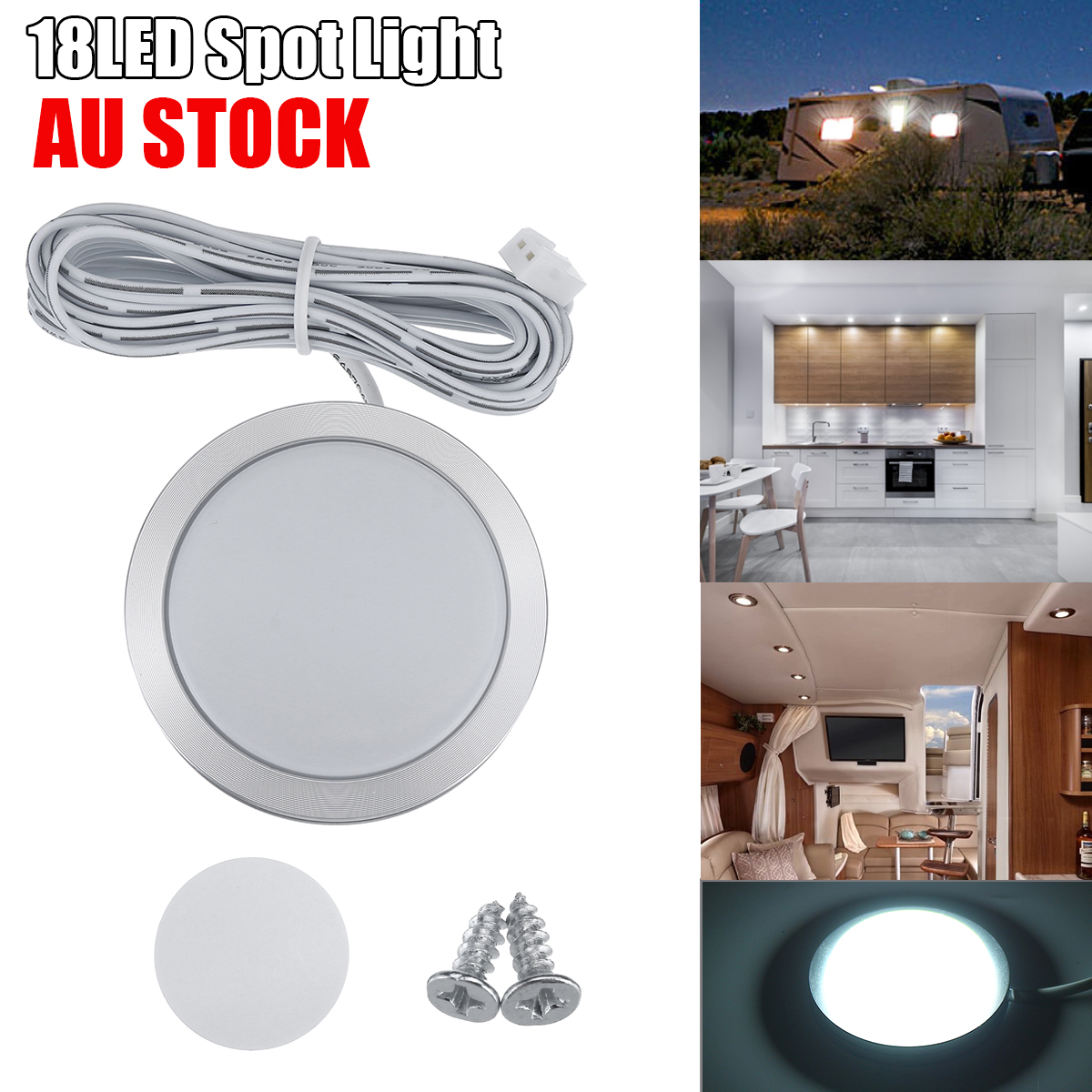 12V-LED-Cabin-Ceiling-Lamp-Down-Light-CaravanCamperTrailerCar-Cool-White-1819311