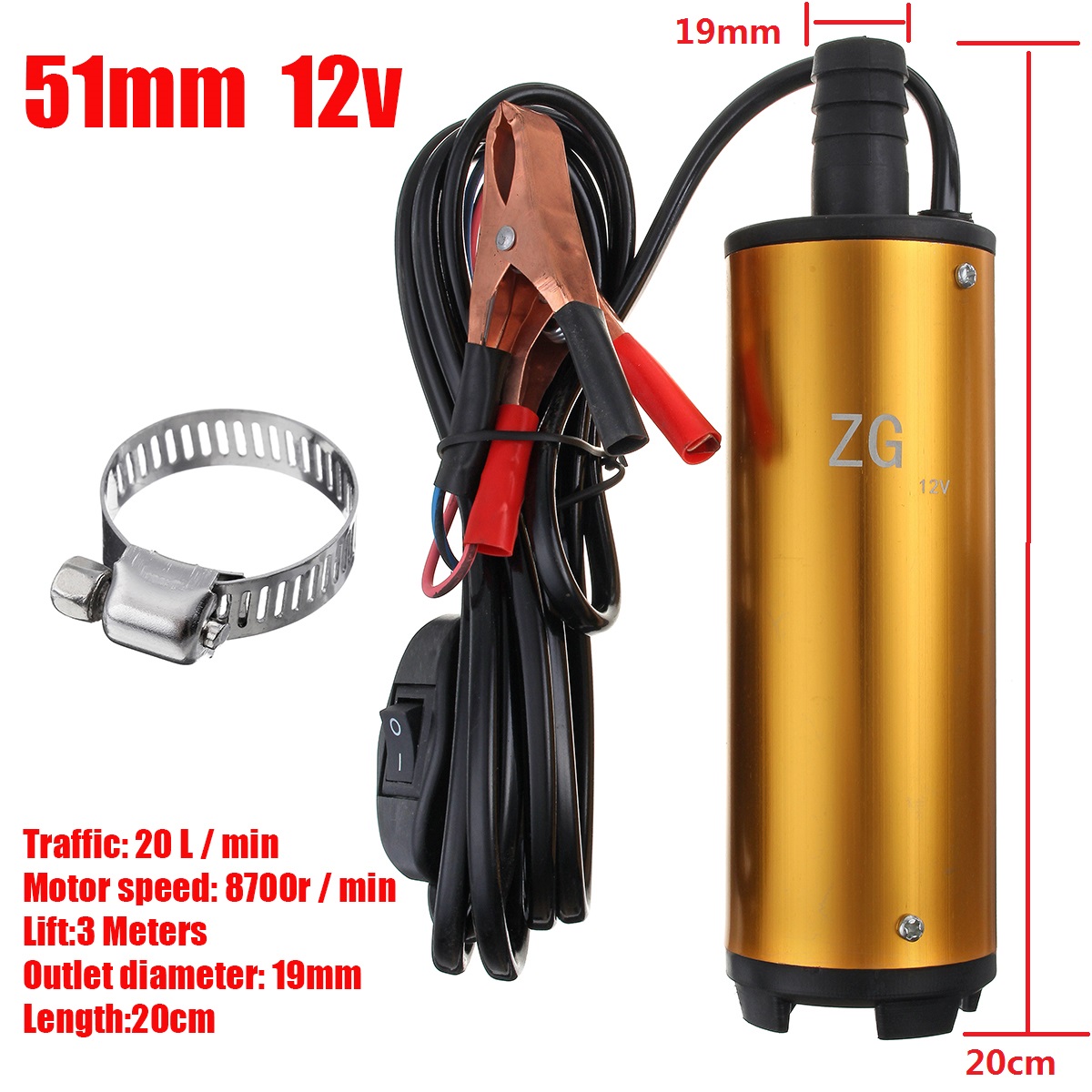 12V24V-38mm51mm-8700r--min-Stainless-Steel-Silver-Electric-Submersible-Pump-Water-1720265