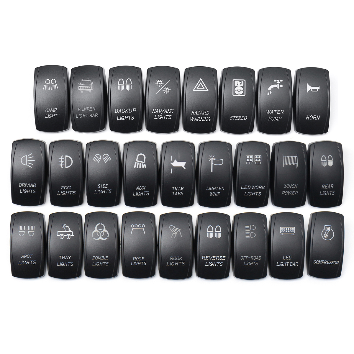 26-Patterns-Laser-Lens-Rocker-Switch-Cover-Cap-Carling-Actuator-Boat-Trim-Tabs-1432355