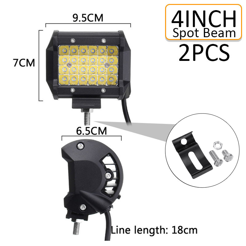2PCS-4inch-72W-7200LM-LED-Work-Light-Offroad-Truck-Spot-Lamp-Boat-Bar-4-Row-LEDs-1816948