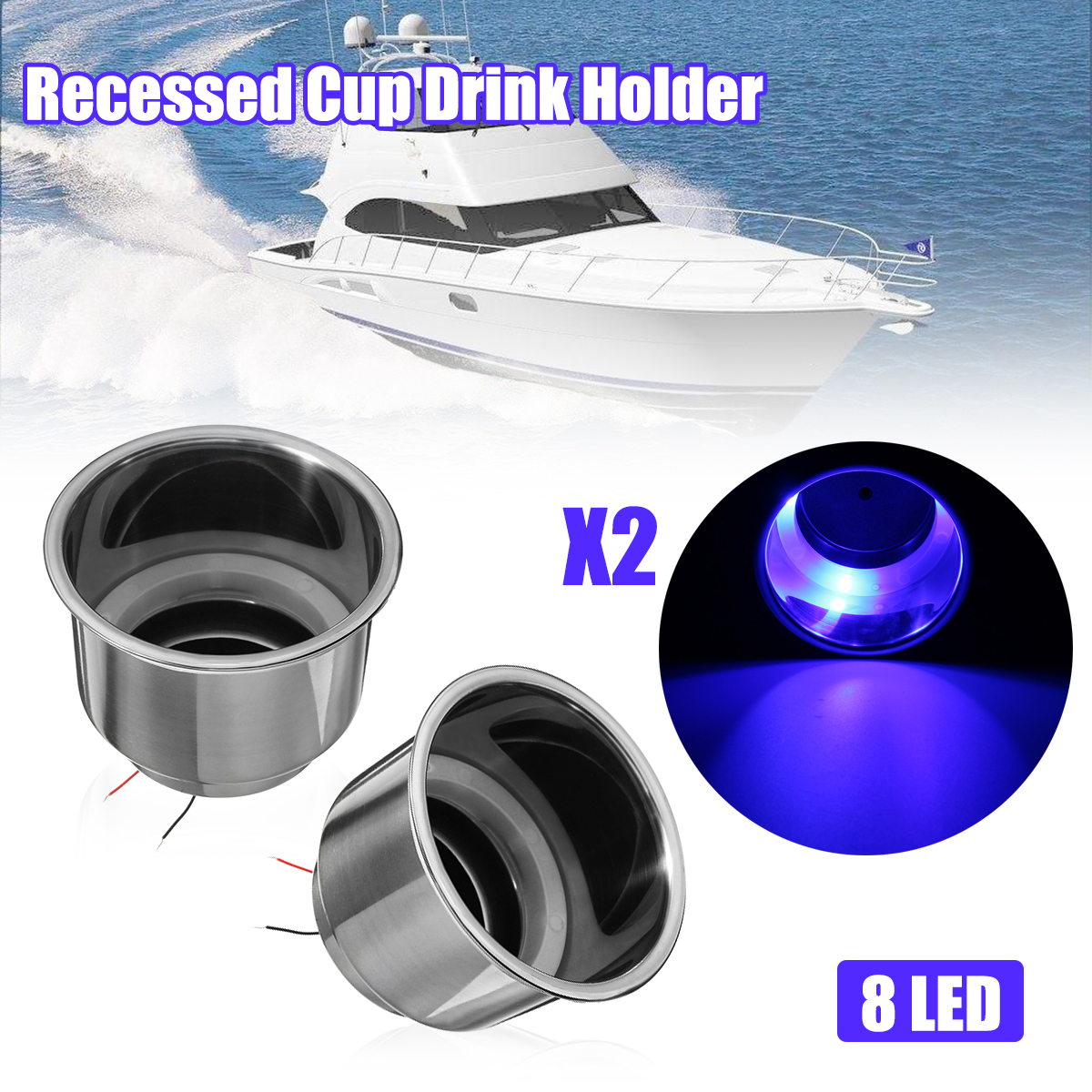 2PCS-Blue-8-LED-Stainless-Steel-Cup-Drink-Holder-Marine-Boat-Car-Truck-Camper-1050292