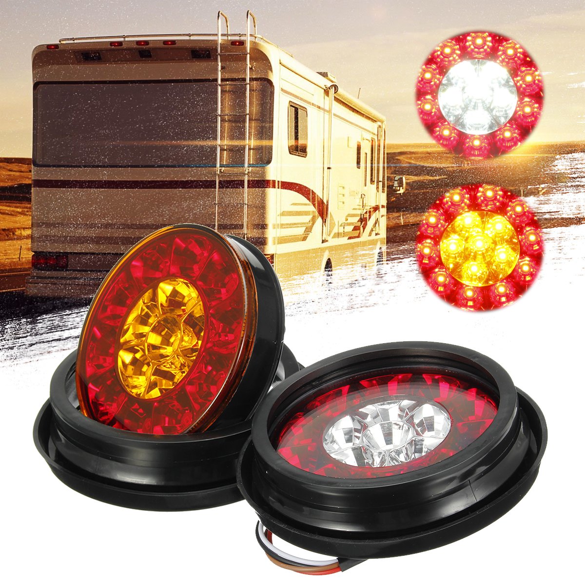 2Pcs-12V-24V-Round-Tail-Lights-16-LED-Caravan-For-Boat-Truck-Trailer-Lorry-Brake-Stop-1608964