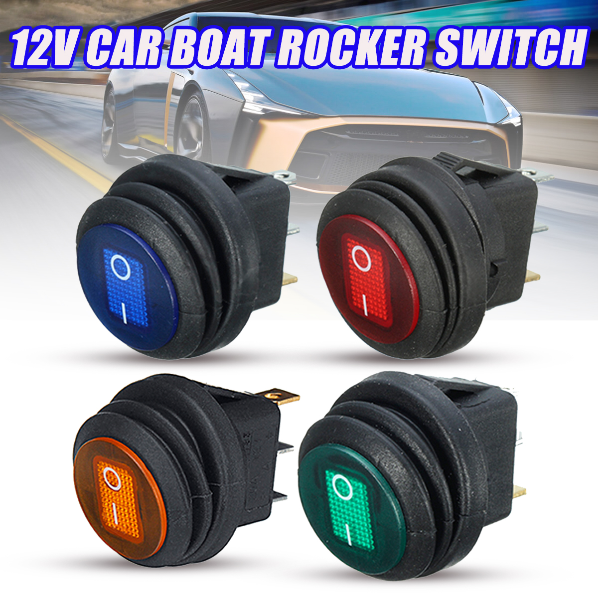 3Pin-12V-20A-LED-Rocker-ONOFF-SPST-Switch-Round-For-Car-Boat-Marine-Waterproof-1122289