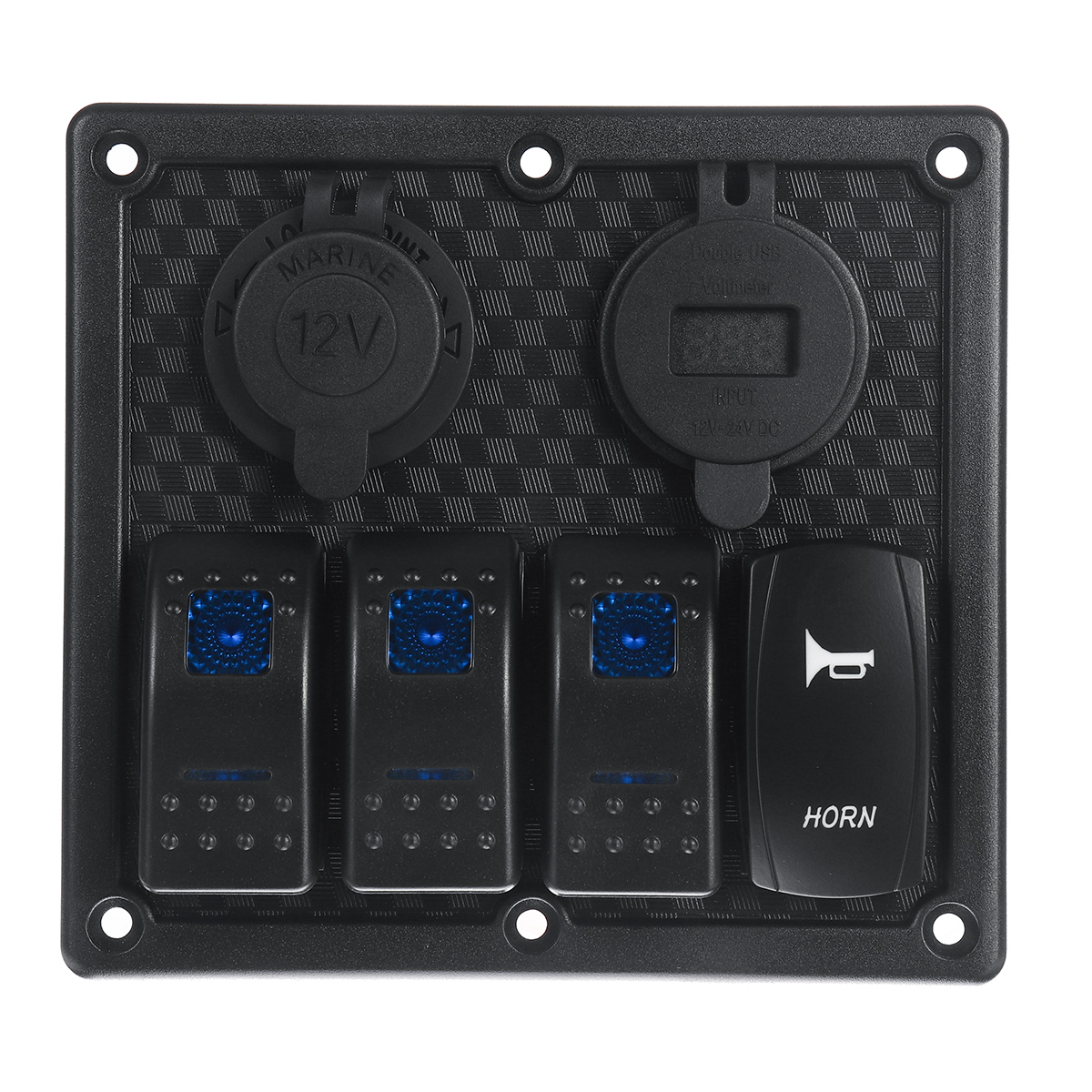 4-Gang-12V-Switch-Panel-Dual-USB-For-Caravan-Yacht-Boat-Marine-RV-Truck-Blue-LED-1724838
