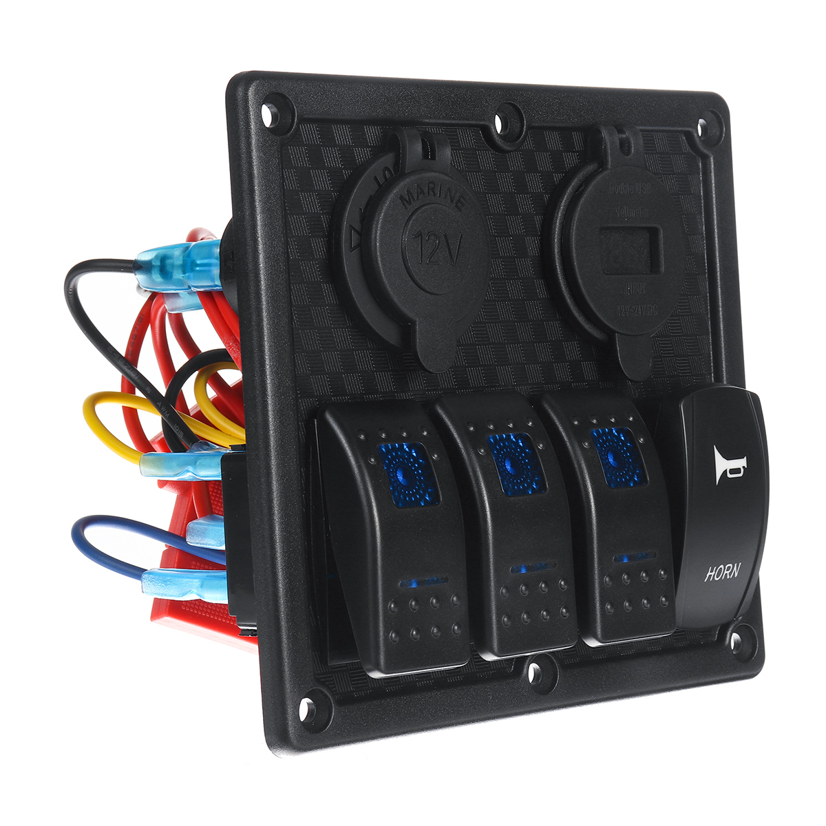 4-Gang-12V-Switch-Panel-Dual-USB-For-Caravan-Yacht-Boat-Marine-RV-Truck-Blue-LED-1724838