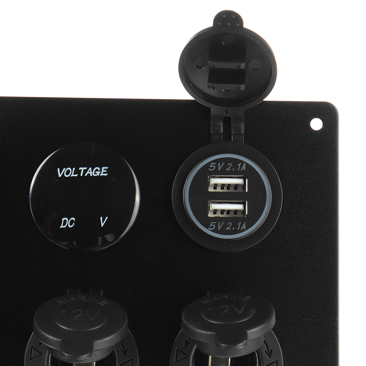 4-Gang-Blue-LED-Toggle-Rocker-Switch-Panel-Dual-USB-ON-off-Car-Marine-Boat-12V-1766550