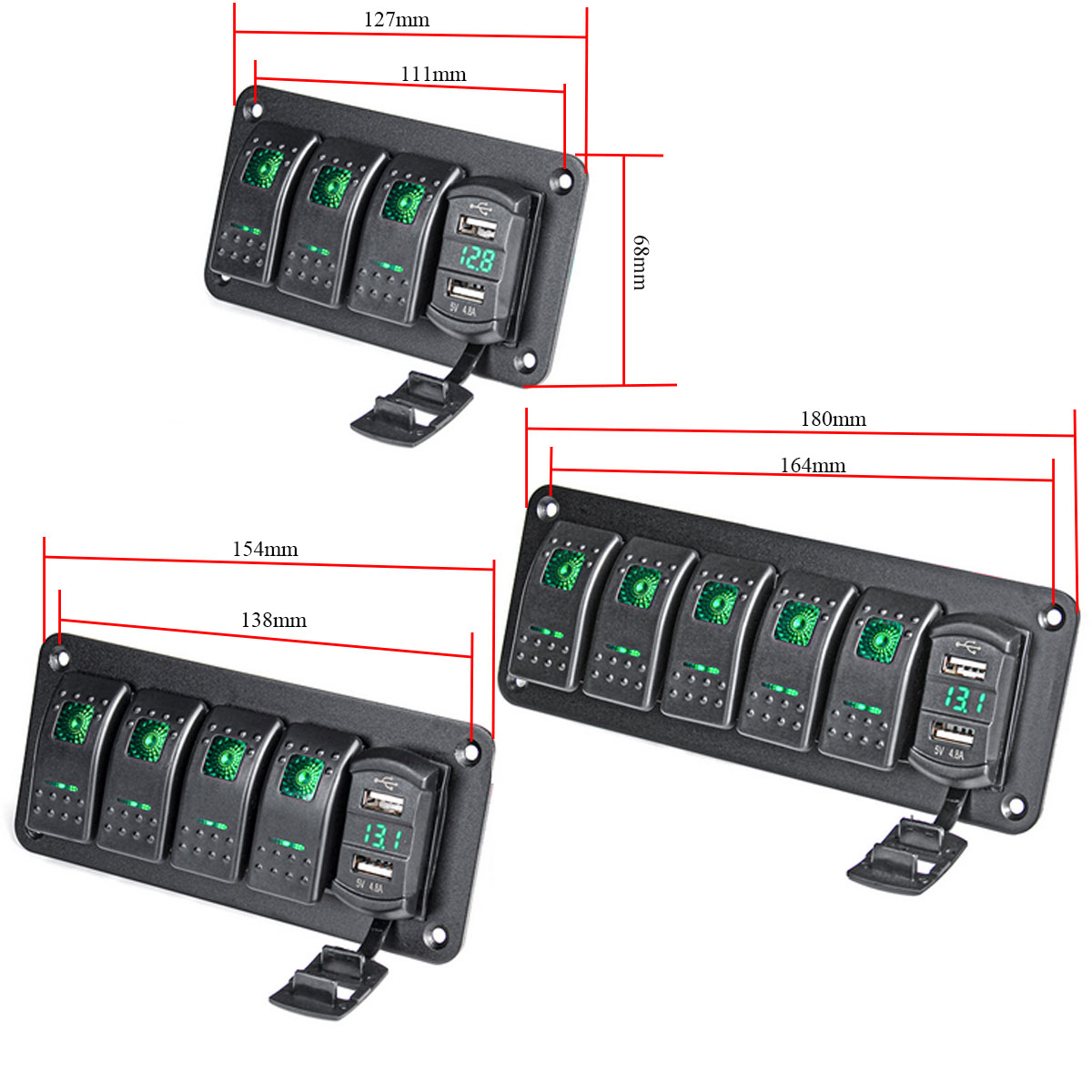 456-Gang-Green-Rocker-Switch-Panel-Circuit-Breaker-LED-Waterproof-Car-Marine-1690659