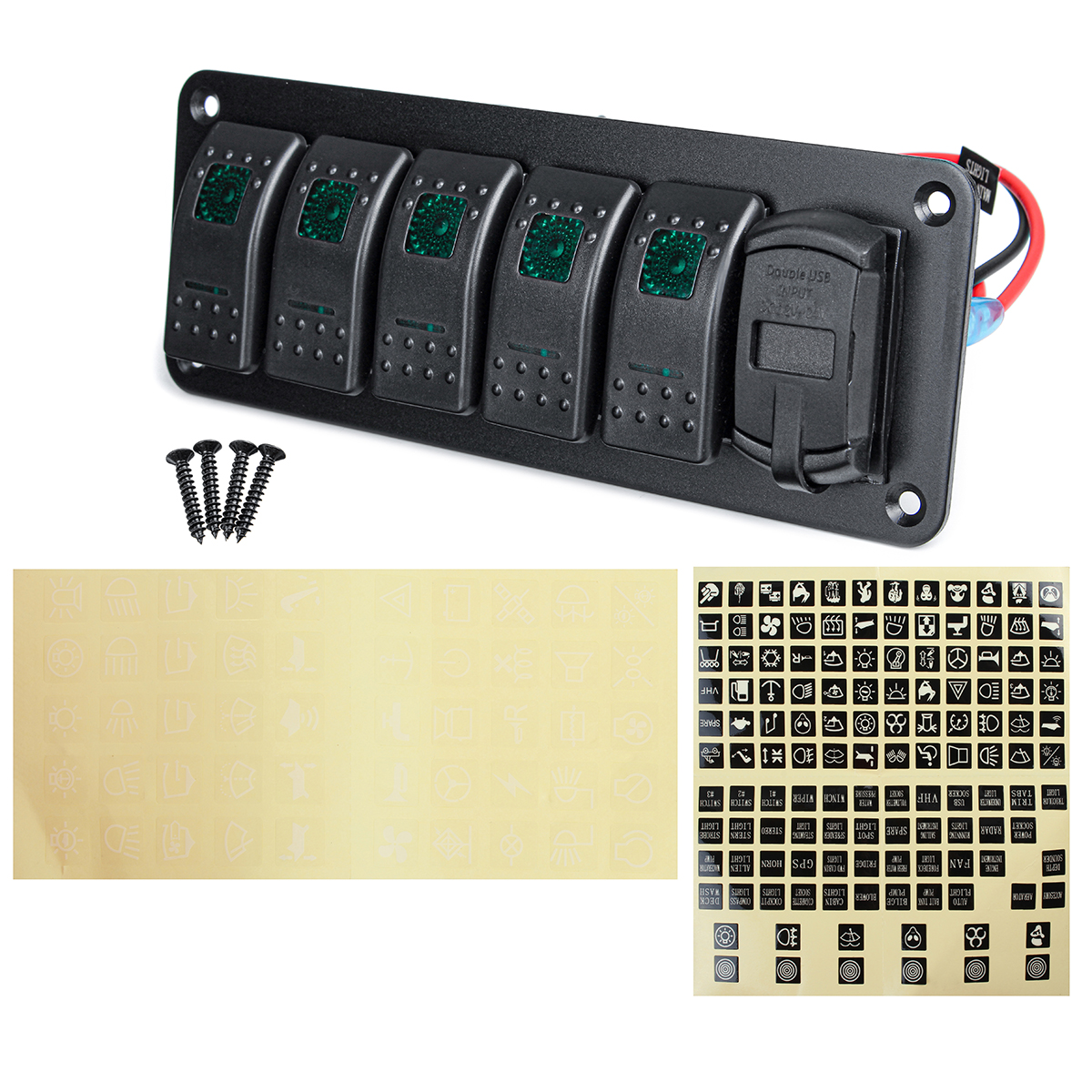 456-Gang-Green-Rocker-Switch-Panel-Circuit-Breaker-LED-Waterproof-Car-Marine-1690659