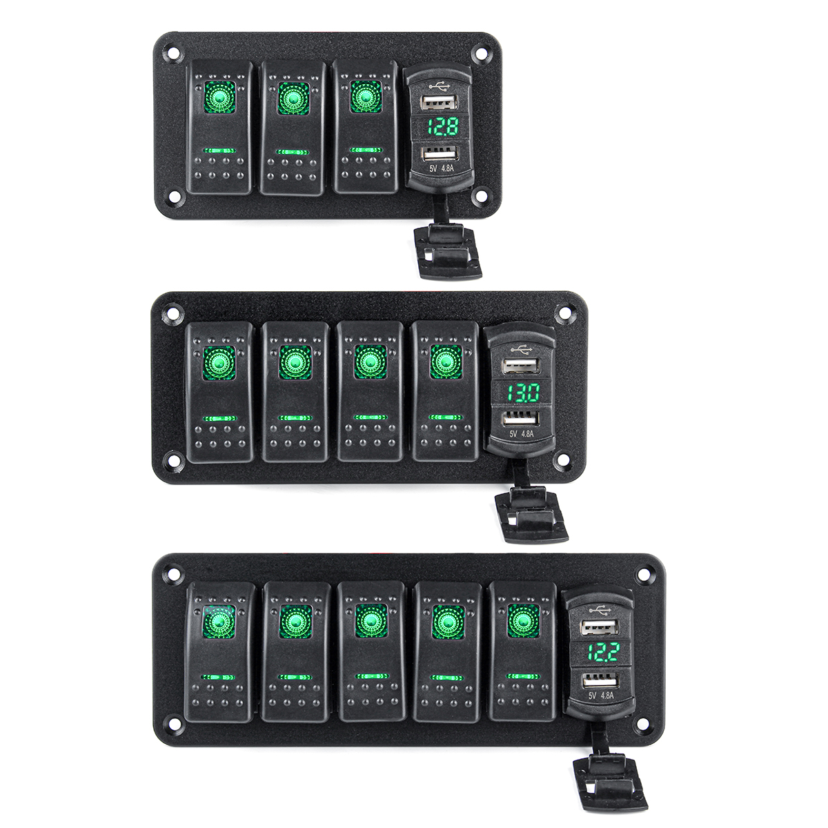 456-Gang-Green-Rocker-Switch-Panel-Circuit-Breaker-LED-Waterproof-Car-Marine-1690659