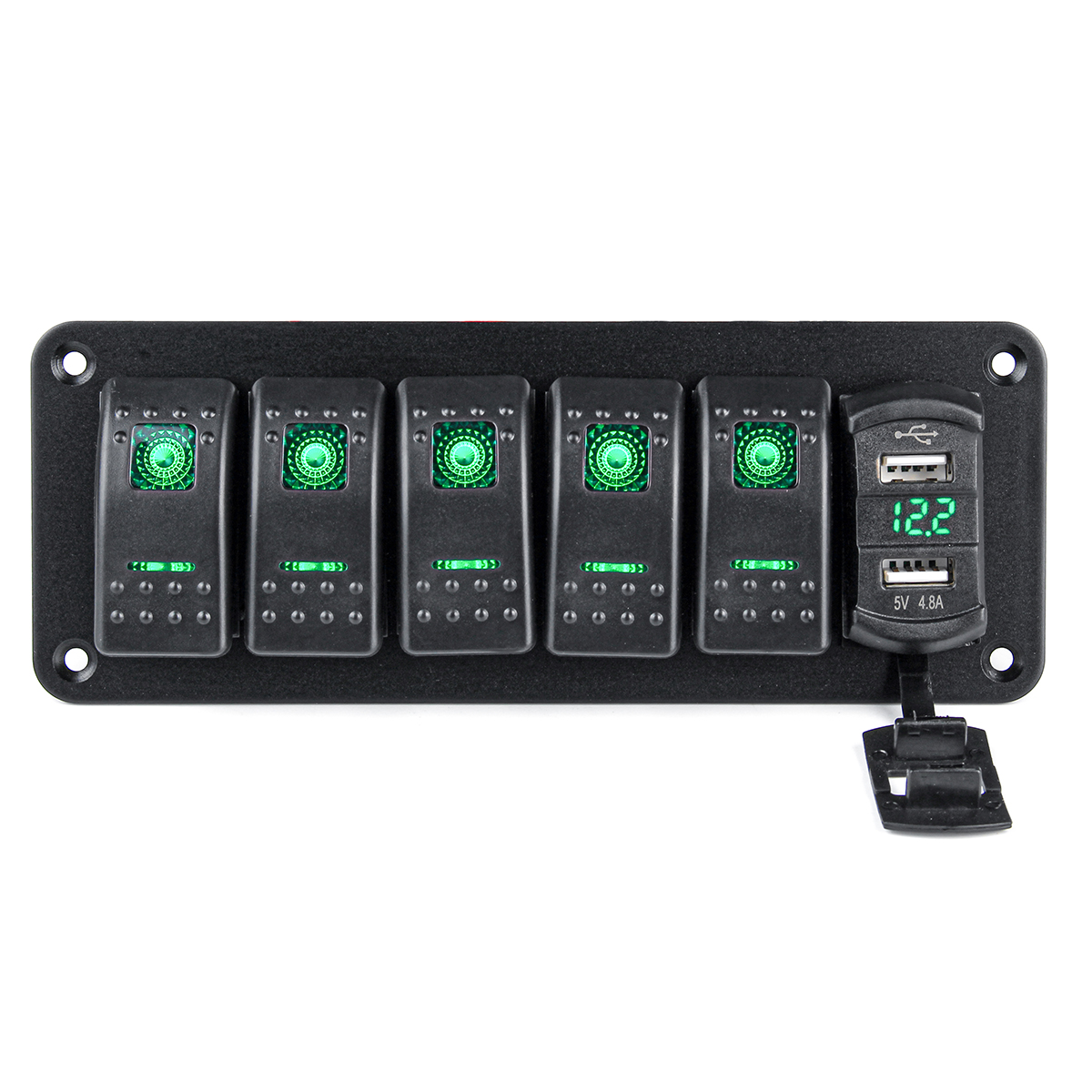 456-Gang-Green-Rocker-Switch-Panel-Circuit-Breaker-LED-Waterproof-Car-Marine-1690659