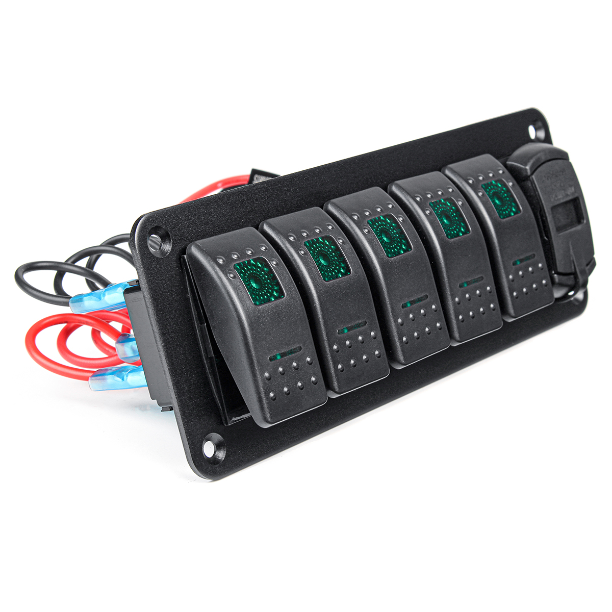 456-Gang-Green-Rocker-Switch-Panel-Circuit-Breaker-LED-Waterproof-Car-Marine-1690659