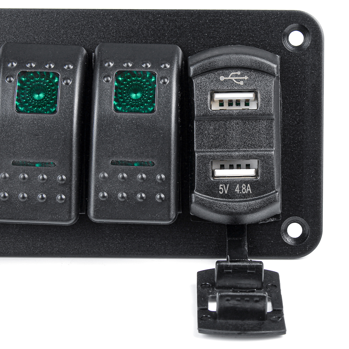 456-Gang-Green-Rocker-Switch-Panel-Circuit-Breaker-LED-Waterproof-Car-Marine-1690659
