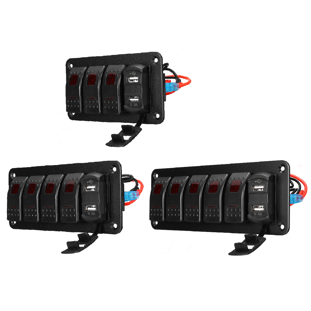 456-Gang-Green-Rocker-Switch-Panel-Circuit-Breaker-LED-Waterproof-Car-Marine-1690661