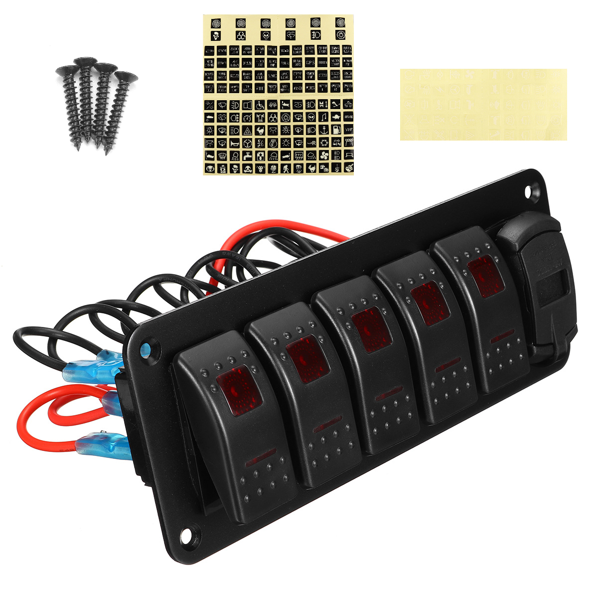 456-Gang-Green-Rocker-Switch-Panel-Circuit-Breaker-LED-Waterproof-Car-Marine-1690661