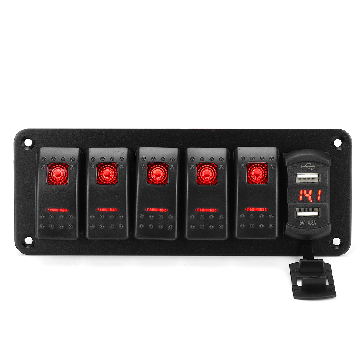 456-Gang-Green-Rocker-Switch-Panel-Circuit-Breaker-LED-Waterproof-Car-Marine-1690661